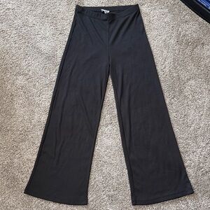 Princess Polly US Size 6 Black Ribbed Wide Leg Pants
